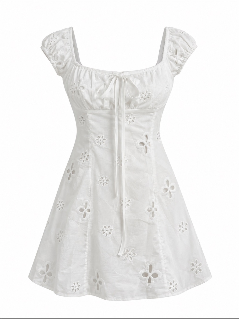 White Eyelet Summer Dress - Classic